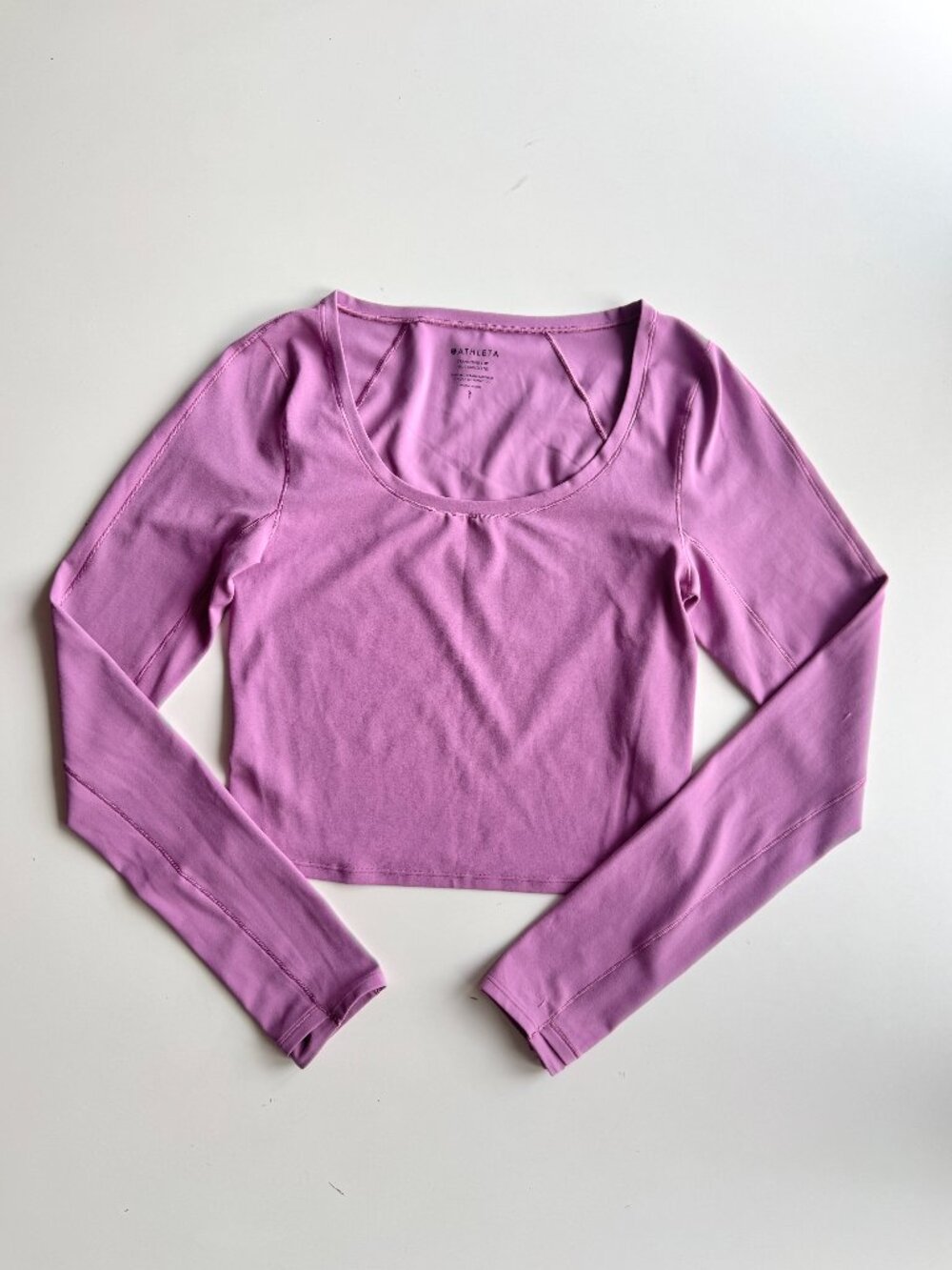 ATHLETA Transcend Orchid Purple Jersey Scoop Neck Long Sleeve Top, Size S